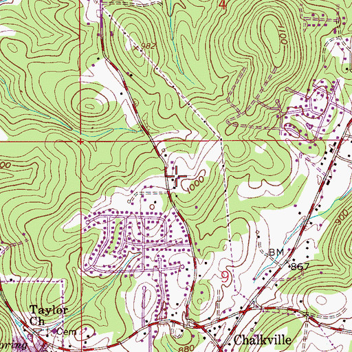 Topographic Map of Faith Church, AL