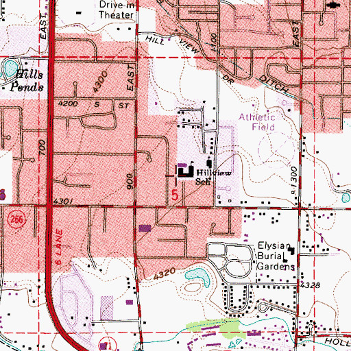 Topographic Map of Hillview School, UT