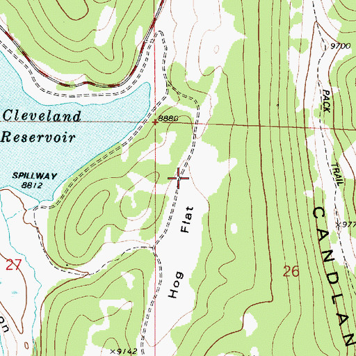 Topographic Map of Hog Flat, UT
