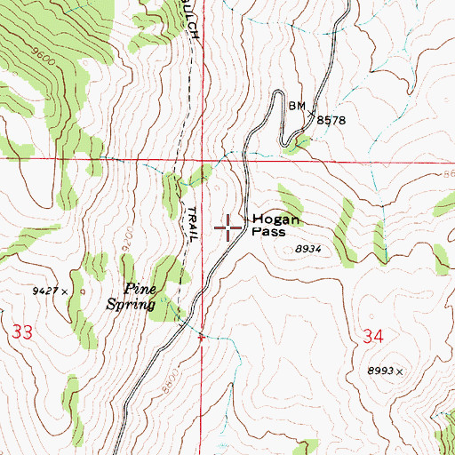 Topographic Map of Hogan Pass, UT