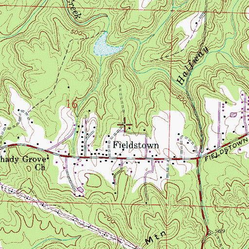 Topographic Map of Fieldstown Church, AL