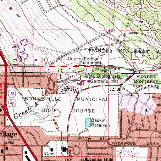 Topographic Map of Hogle Zoological Gardens, UT