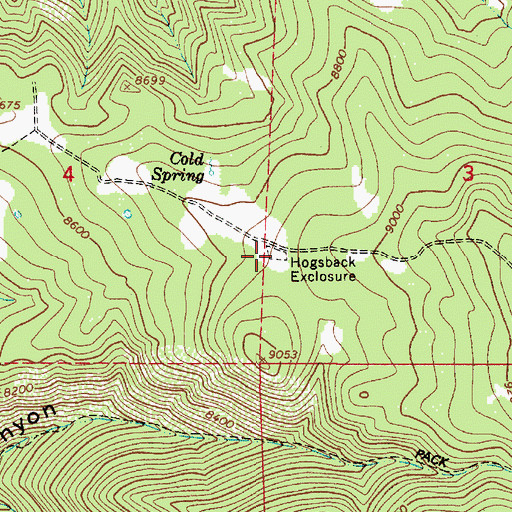 Topographic Map of Hogsback Exclosure, UT