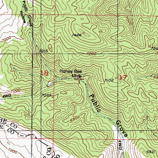 Topographic Map of Honey Bee Mine, UT