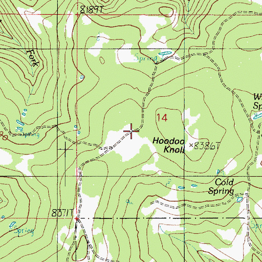 Topographic Map of Hoodoo Knoll, UT