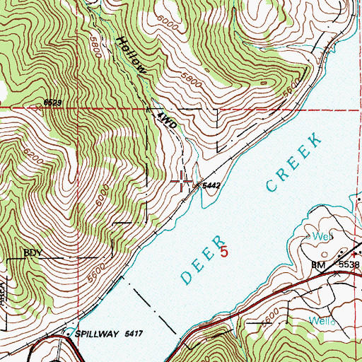 Topographic Map of Hoovers Hollow, UT