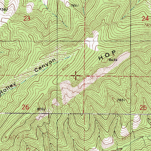 Topographic Map of Hop Creek Ridge, UT