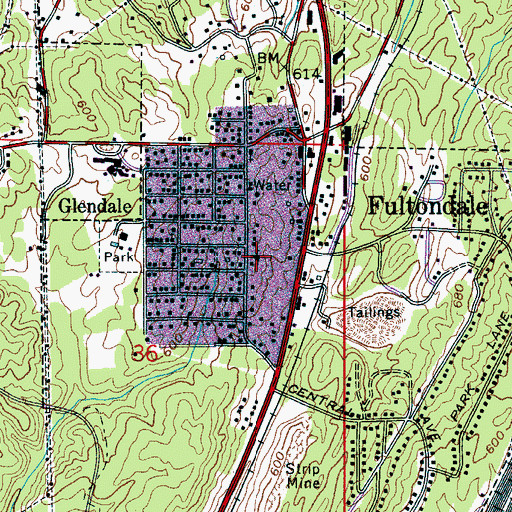 Topographic Map of First Baptist Church of Fultondale, AL