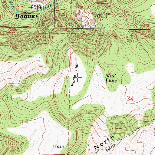 Topographic Map of Horse Flat, UT