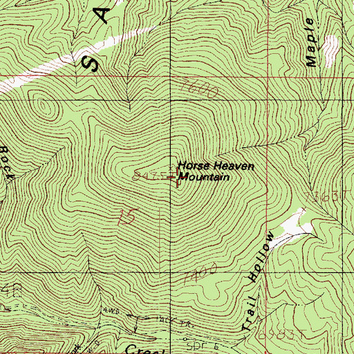 Topographic Map of Horse Heaven Mountain, UT