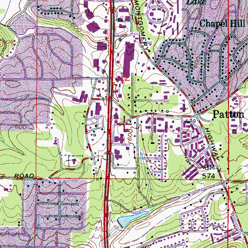 Topographic Map of First Baptist Church of Hoover, AL