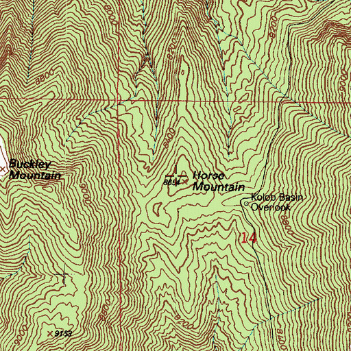 Topographic Map of Horse Mountain, UT