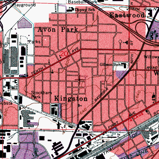 Topographic Map of First Baptist Church of Kingston, AL