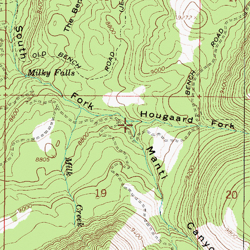 Topographic Map of Hougaard Fork, UT