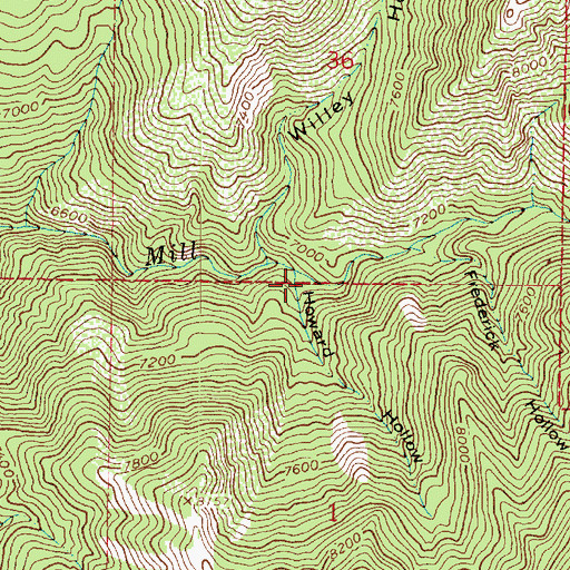Topographic Map of Howard Hollow, UT