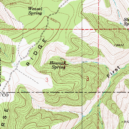 Topographic Map of Howard Spring, UT
