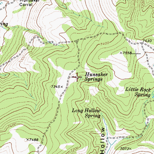 Topographic Map of Hunsaker Springs, UT