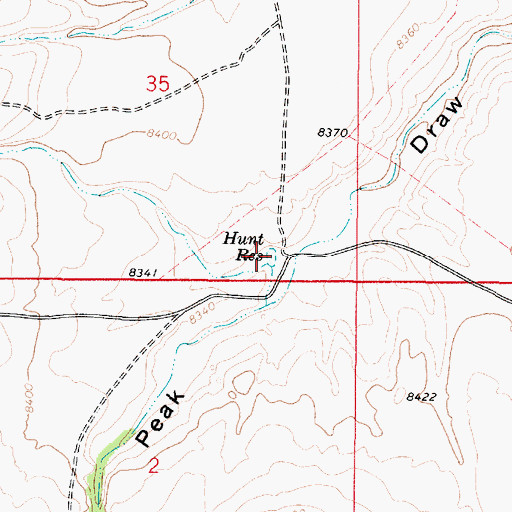 Topographic Map of Hunt Reservoir, UT