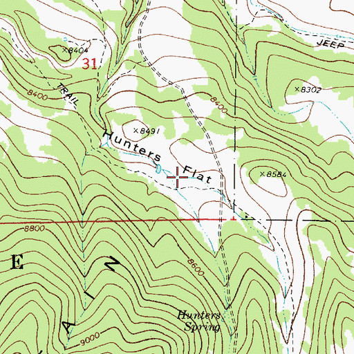 Topographic Map of Hunters Flat, UT