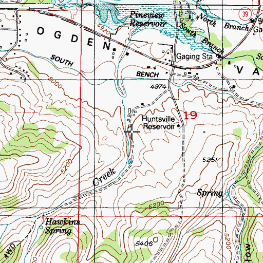 Topographic Map of Huntsville Reservoir, UT