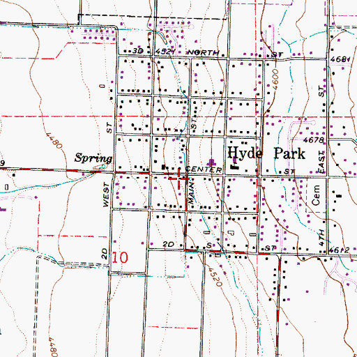 Topographic Map of Hyde Park, UT