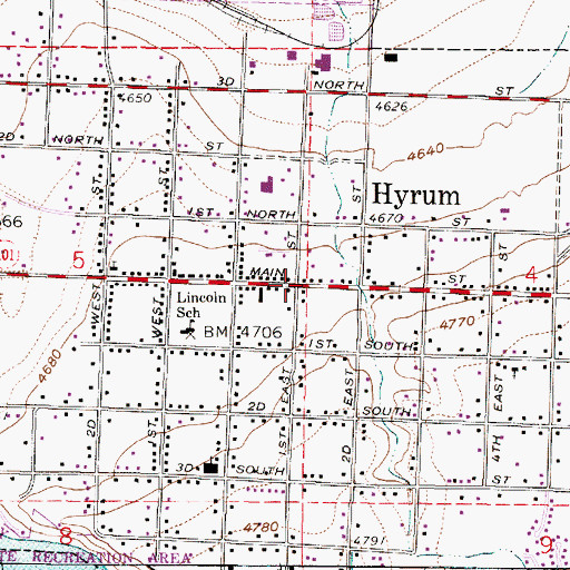 Topographic Map of Hyrum, UT
