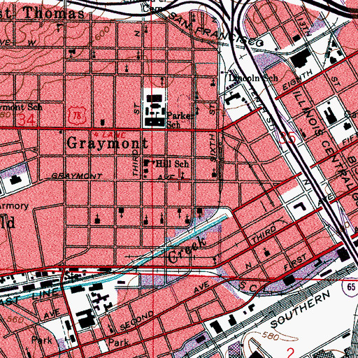 Topographic Map of First Ebenezer Baptist Church, AL