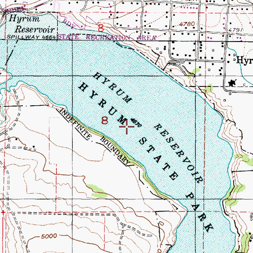 Topographic Map of Hyrum Reservoir, UT
