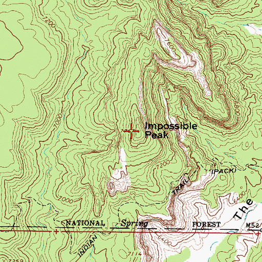 Topographic Map of Impossible Peak, UT