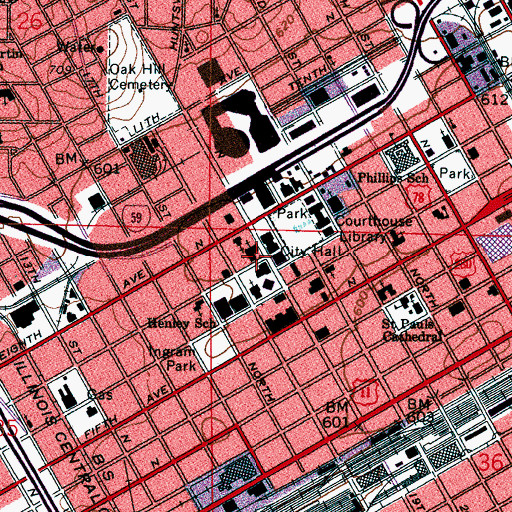 Topographic Map of First Methodist Church, AL