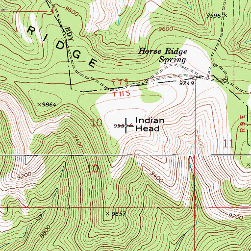 Topographic Map of Indian Head, UT