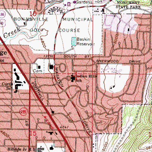 Topographic Map of Indian Hills Elementary School, UT