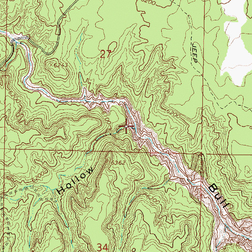Topographic Map of Indian Hollow, UT