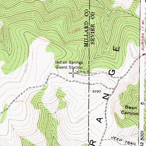 Topographic Map of Indian Springs Guard Station, UT