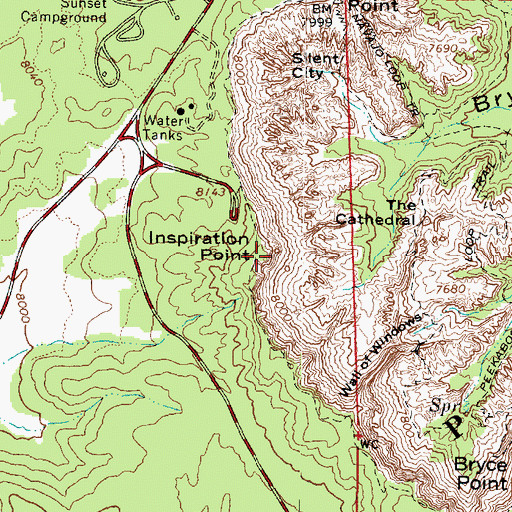 Topographic Map of Inspiration Point, UT