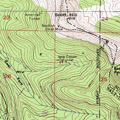 Topographic Map of Iowa Copper Tunnel, UT