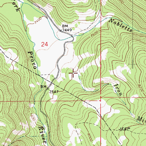 Topographic Map of Iron Mine Creek, UT