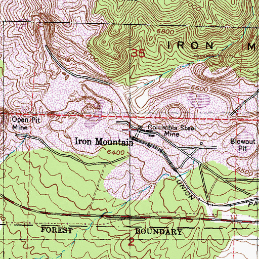 Topographic Map of Iron Mountain, UT