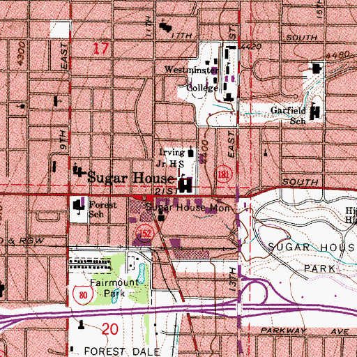 Topographic Map of Irving Junior High School, UT