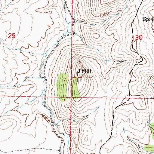Topographic Map of J Hill, UT