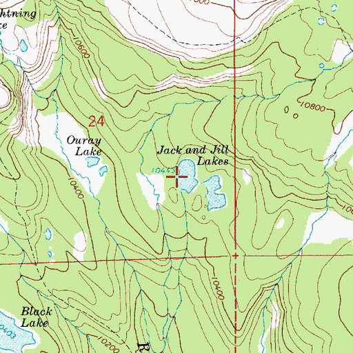 Topographic Map of Jack and Jill Lakes, UT