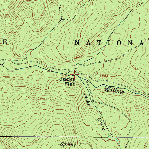 Topographic Map of Jacks Creek, UT