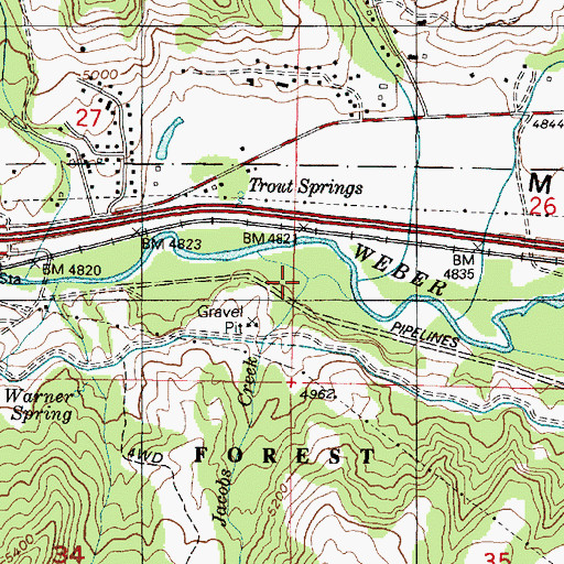Topographic Map of Jacobs Creek, UT