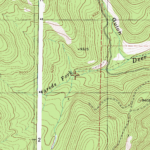 Topographic Map of Jareds Fork, UT