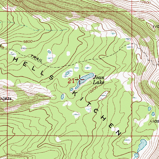 Topographic Map of Jean Lake, UT