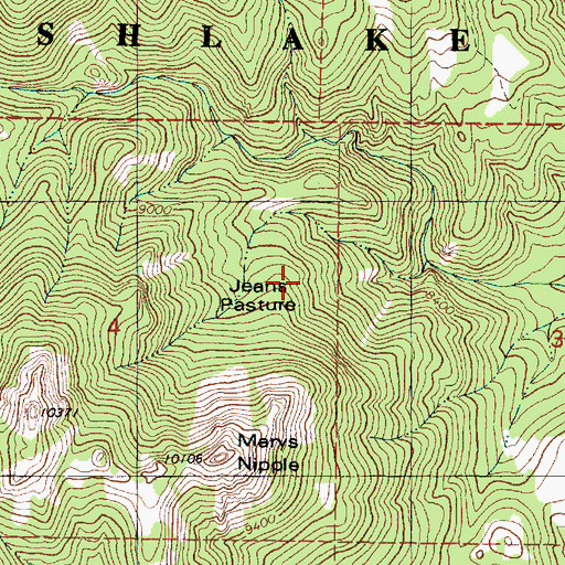 Topographic Map of Jeans Pasture, UT