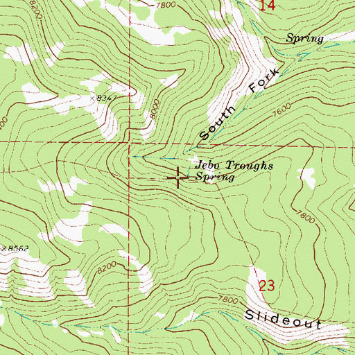 Topographic Map of Jebo Troughs Spring, UT