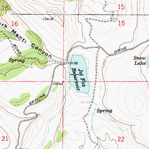 Topographic Map of Jet Fox Reservoir, UT