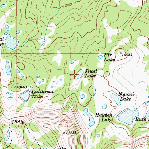 Topographic Map of Jewel Lake, UT