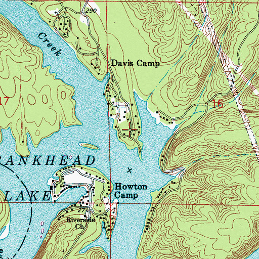 Topographic Map of Fred Vines Camp, AL